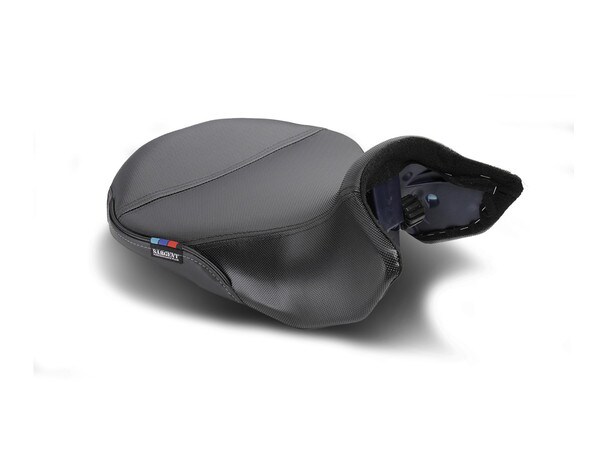 Sargent's World Sport Front Seat for the BMW R 1300 GS 2023+ shown with Performance Plus black seat cover.